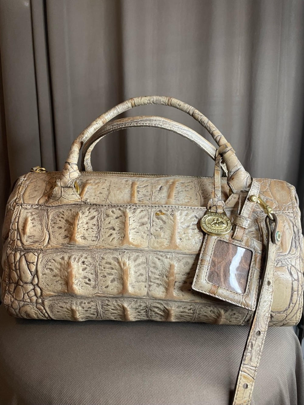 Brahmin Croc Embossed Satchel | Blair | Gold Feet | Structured Bag